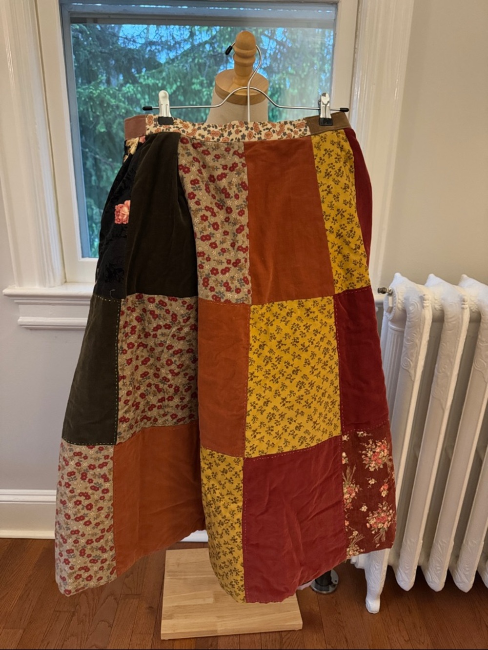 Handmade Patchwork quilted Midi Skirt